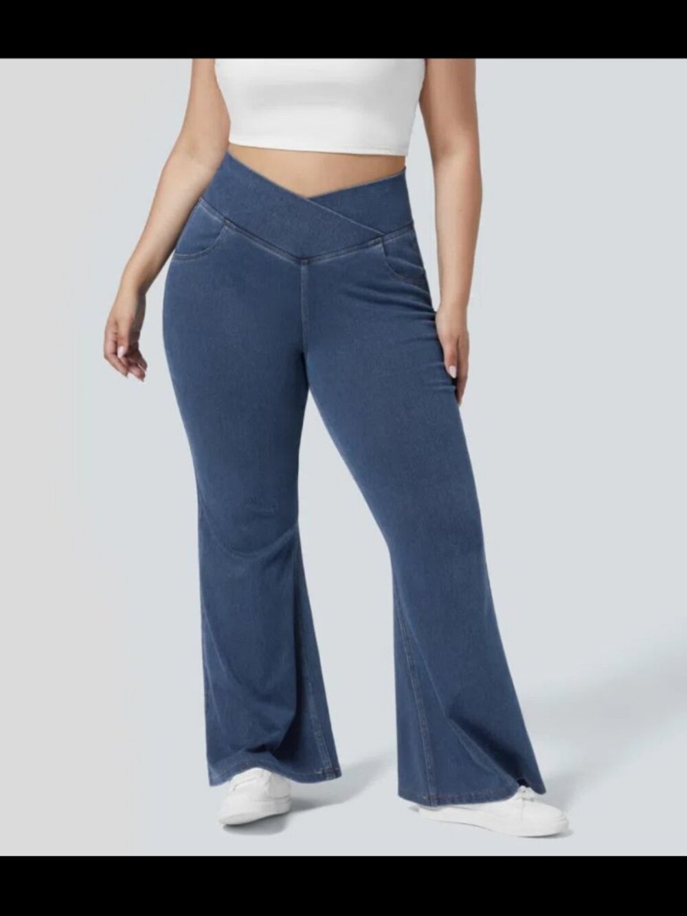Halara Flex PLUS SIZE High Waisted Crossover Pocket Washed Casual Jeans $54 NWT